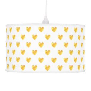 Elegant Cute Gold Hearts Pendant Lamp