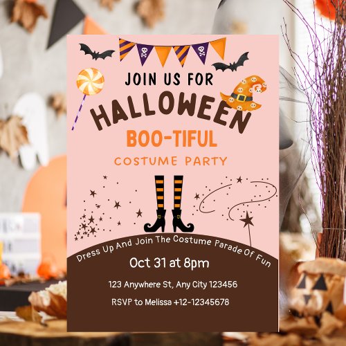Elegant Cute Halloween Boo_tiful Invitation 