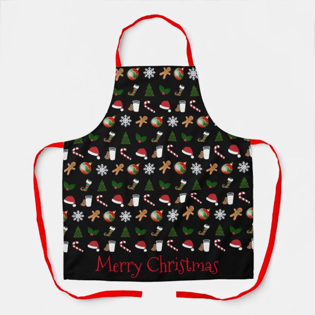 Elegant & Cute Holiday Symbols Assortment Apron (Front)