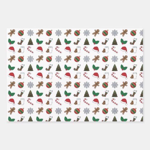 Elegant  Cute Holiday Symbols Assortment Wrapping Paper Sheets