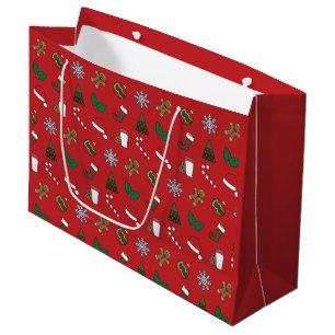 Elegant & Cute Holiday Symbols Large Gift Bag