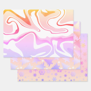 Elegant Cute Holographic Christmas Patterns  Wrapping Paper Sheets