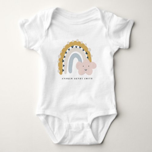 ELEGANT CUTE KIDS OCHRE BLUE BLUSH RAINBOW CLOUD BABY BODYSUIT