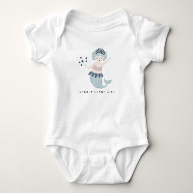 ELEGANT CUTE KIDS PINK BLUE BLUSH LITTLE MERMAID BABY BODYSUIT (Front)