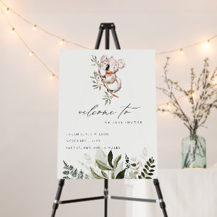 Elegant Cute Koala Foliage Baby Shower Welcome Foam Board