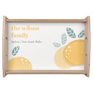 Elegant Cute Lemon Abstract Bold Fruity Citrus Serving Tray