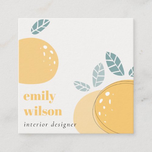 Elegant Cute Lemon Abstract Bold Fruity Citrus Square Business Card