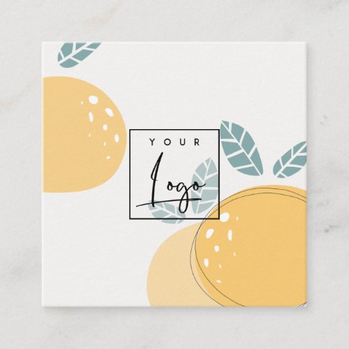 Elegant Cute Lemon Abstract Fruity Citrus Logo Square Business Card