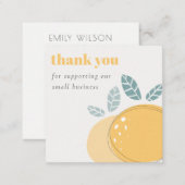 Elegant Cute Lemon Bold Fruity Thank You Order Square Business Card (Front/Back)