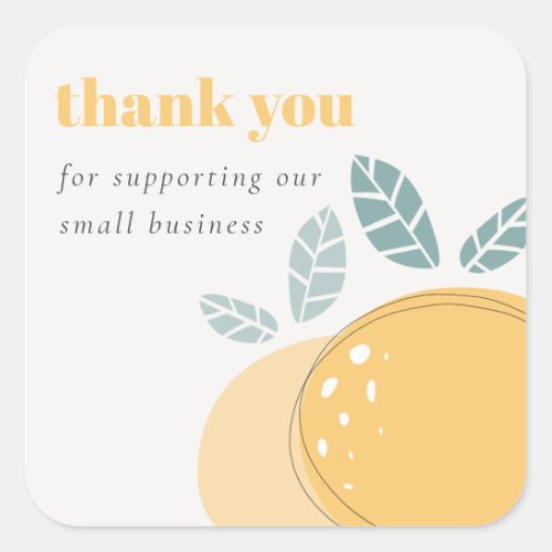 Elegant Cute Lemon Bold Fruity Thank You Order Square Sticker