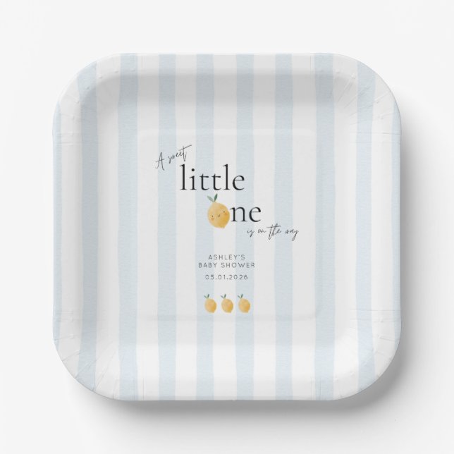 Elegant Cute Lemon Citrus Baby Shower Paper Plates (Front)