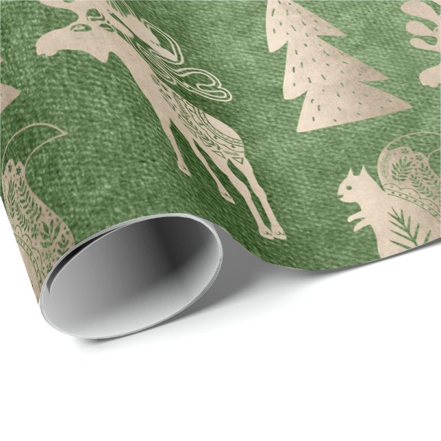 Elegant cute light rose gold Christmas pattern Wrapping Paper (Roll Corner)