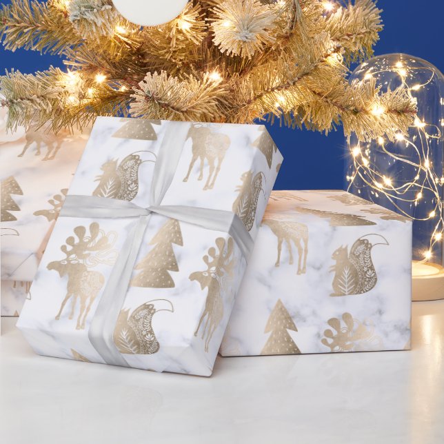 Elegant cute light rose gold Christmas pattern Wrapping Paper (Holidays)