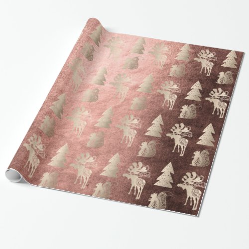 Elegant cute light rose gold Christmas pattern Wrapping Paper