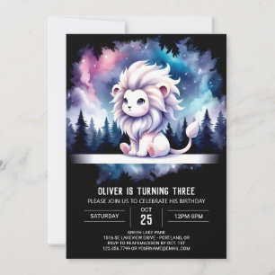 Elegant Cute Lion Birthday  Invitation