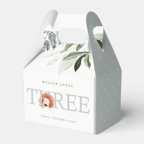 Elegant Cute Lion Foliage 3rd Third Birthday Party Favor Boxes