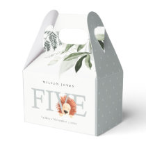 Elegant Cute Lion Foliage Fifth 5th Birthday Party Favor Boxes