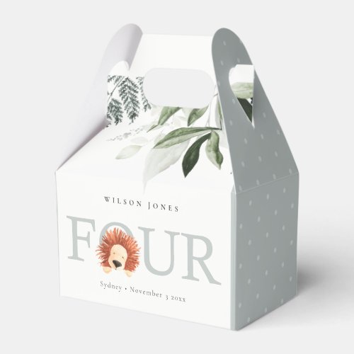 Elegant Cute Lion Foliage Fourth Birthday Party Favor Boxes