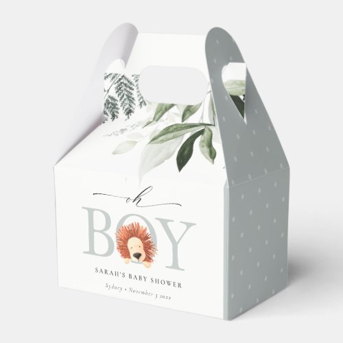 Elegant Cute Lion Foliage Oh Boy Baby Shower  Favor Boxes