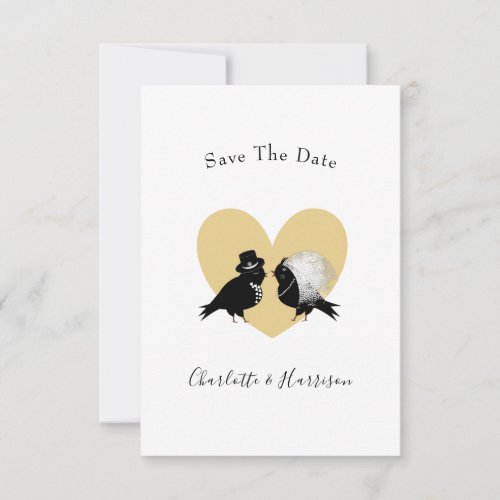 Elegant Cute Love Bird Couple Calendar Style Save The Date