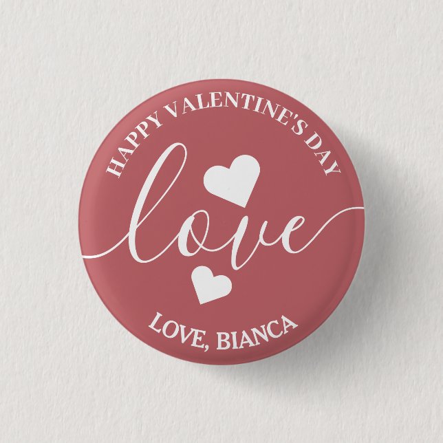 Elegant Cute Love Valentine's day Couple Button (Front)
