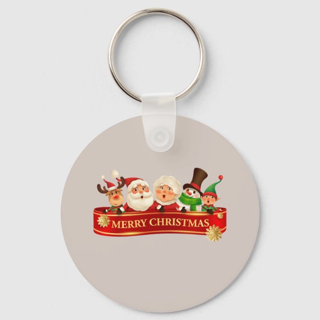 Elegant Cute Merry Christmas, Happy New Year       Keychain (Front)