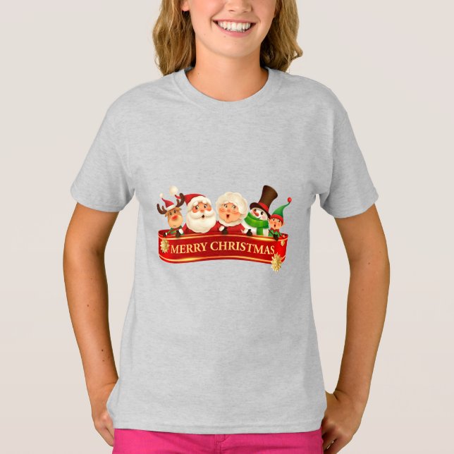 Elegant Cute Merry Christmas, Happy New Year   T-Shirt (Front)