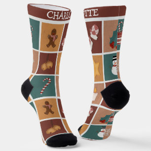 Elegant Cute Merry Christmas Mr and Mrs Couple Socks