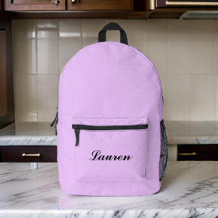 Elegant Cute Minimalist Black Script Lavender Printed Backpack