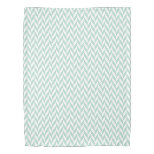Elegant Cute Mint Green Herringbone Pattern  Duvet Cover