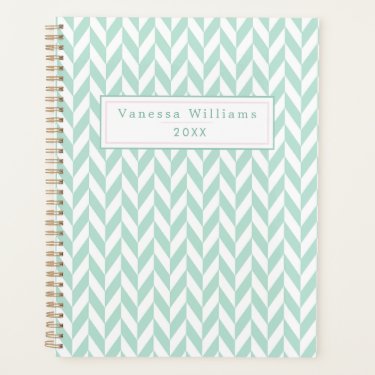 Elegant Cute Mint Green Herringbone Pattern