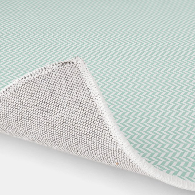 Elegant Cute Mint Green Herringbone Pattern Rug (Indoor)