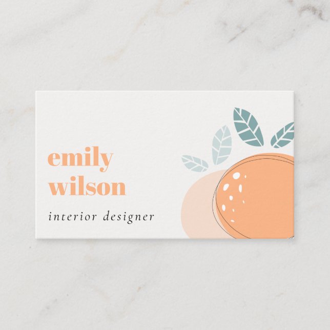Elegant Cute Orange Abstract Bold Fruity Citrus Business Card (Front)