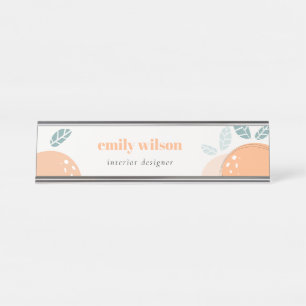 Elegant Cute Orange Abstract Bold Fruity Citrus Desk Name Plate