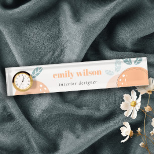 Elegant Cute Orange Abstract Bold Fruity Citrus Desk Name Plate