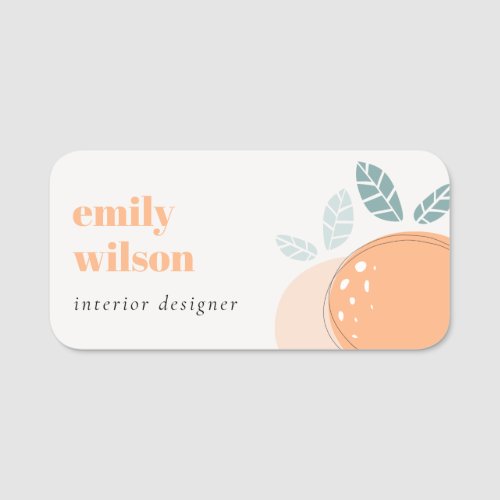 Elegant Cute Orange Abstract Bold Fruity Citrus Name Tag