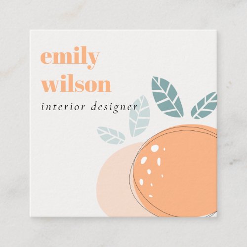 Elegant Cute Orange Abstract Bold Fruity Citrus Square Business Card