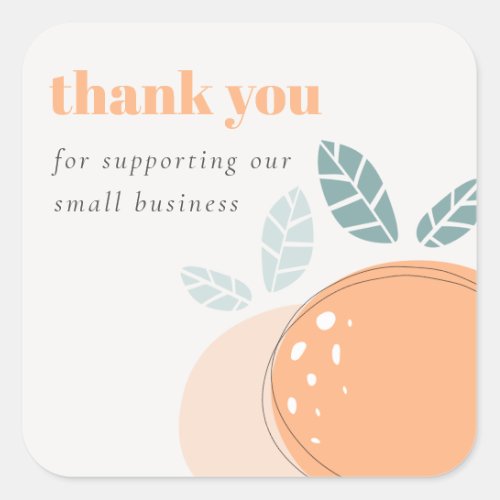 Elegant Cute Orange Bold Fruity Thank You Order Square Sticker