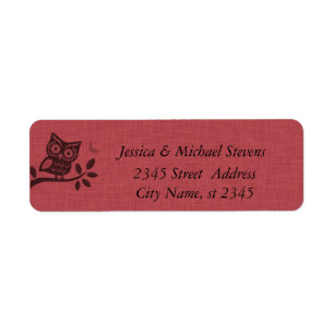 Elegant cute owl linen label