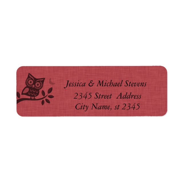 Elegant cute owl linen label (Front)
