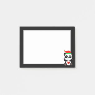 Elegant Cute Panda Bear Cartoon on Black & White Post-it Notes