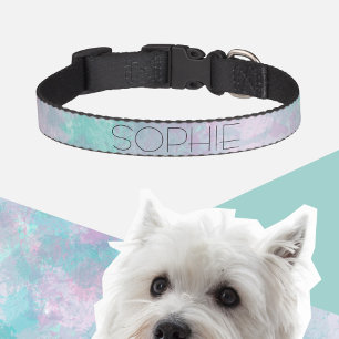 Elegant Cute Pastel colors blue pink Custom name Pet Collar