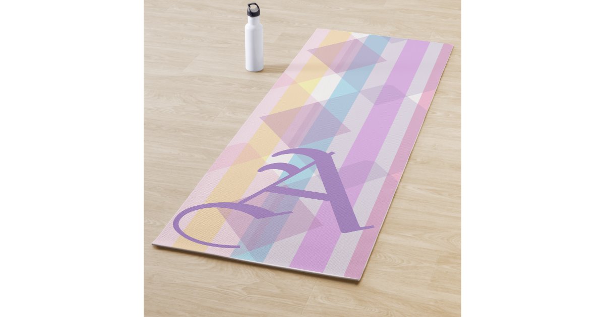 Elegant Cute Pastel Pink Purple Colors Monogram Yoga Mat | Zazzle