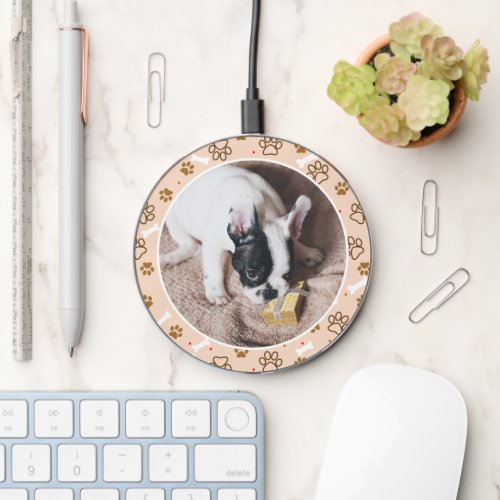 Elegant cute pattern custom dog photo wireless charger 