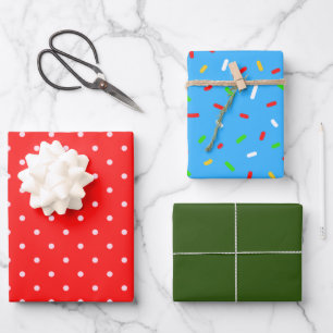 Elegant Cute pattern green red blue dots Christmas Wrapping Paper Sheets