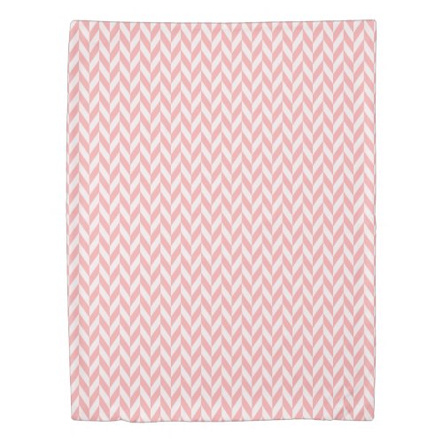 Elegant Cute Peach Pink Herringbone Pattern Duvet Cover