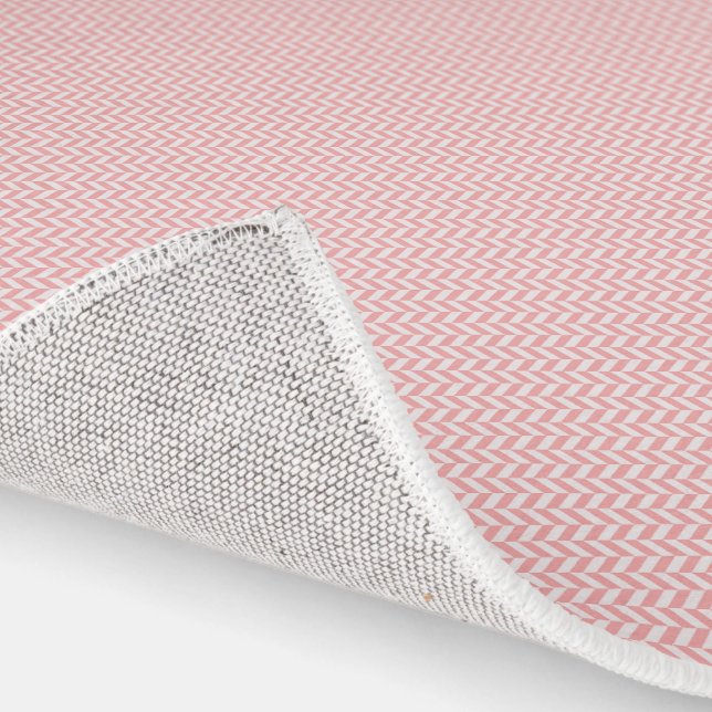 Elegant Cute Peach Pink Herringbone Pattern Rug (Indoor)
