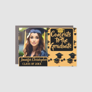 Elegant Cute photo black and yellow graduation  Car Magnet