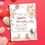 Elegant cute pink floral butterfly 21st birthday  invitation<br><div class="desc">Celebrate your 21st birthday with our stunning Pink Floral Butterfly Invitation. This exquisitely designed invitation captures the essence of elegance and grace with its delicate watercolor florals and fluttering butterflies in soft pink and purple hues. The design is further enhanced by subtle golden accents that add a touch of luxury...</div>