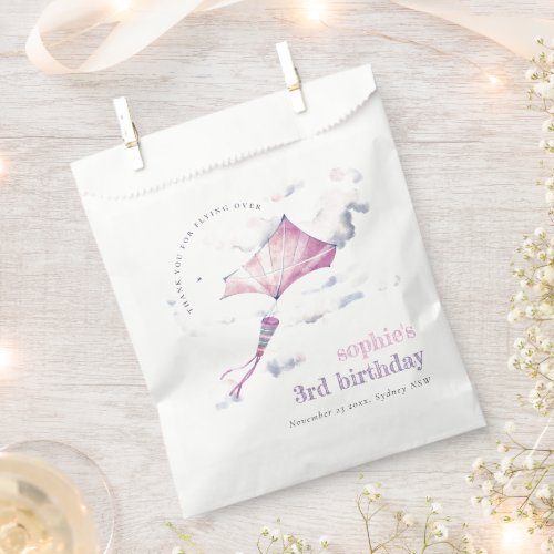 Elegant Cute Pink Flying Kite Sky Clouds Birthday Favor Bag
